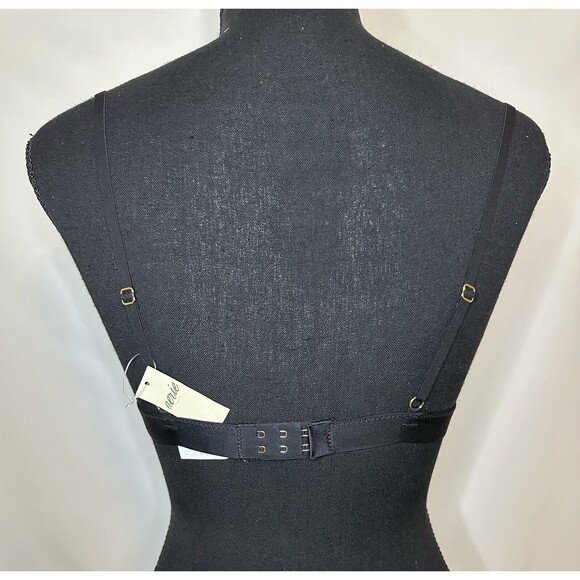 AERIE Velvet Mesh Stripe Triangle Black Bralette SIZE SMALL NWT - Picture 5 of 10